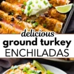 Ground turkey enchiladas Pinterest image.