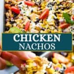 Chicken nachos long Pinterest image.