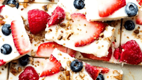 Frozen Yogurt Bark with Berries - Frozen yogurt studded with gorgeous blue and red berries!