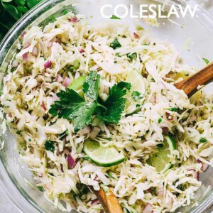Cilantro Vinaigrette Coleslaw - Deliciously crunchy cabbage slaw tossed with an awesome cilantro vinaigrette!