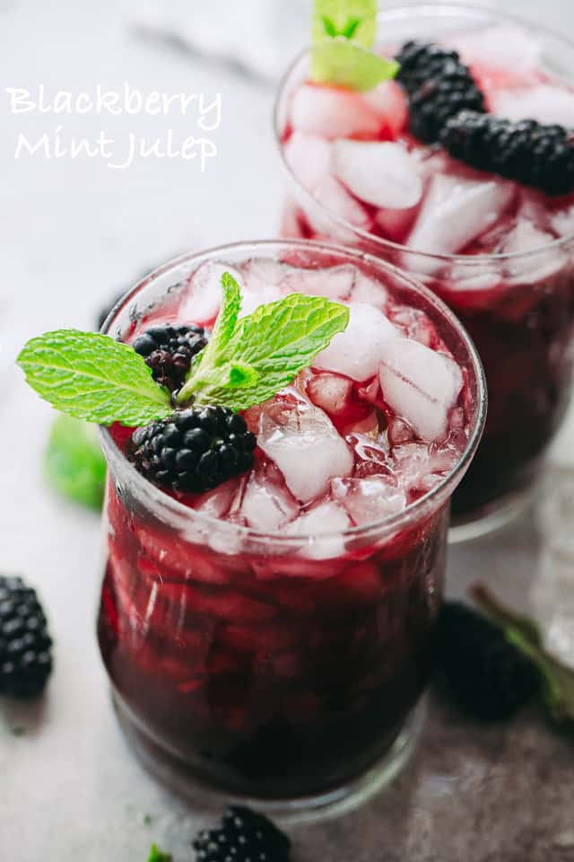 Blackberry Mint Julep - Sweet and fruity summer cocktail prepared with blackberries, mint, and bourbon. 