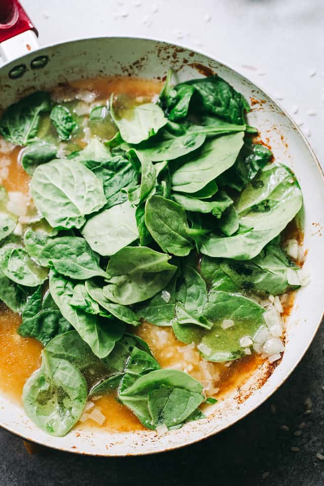 One Pot Ranch Chicken and Rice - Easy, quick, and delicious ranch flavored chicken cooked in one pot with rice and spinach.