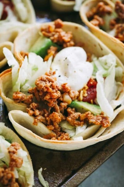 Taco Bowls Recipe | Ground Turkey Tacos with Vegetables and Cheese