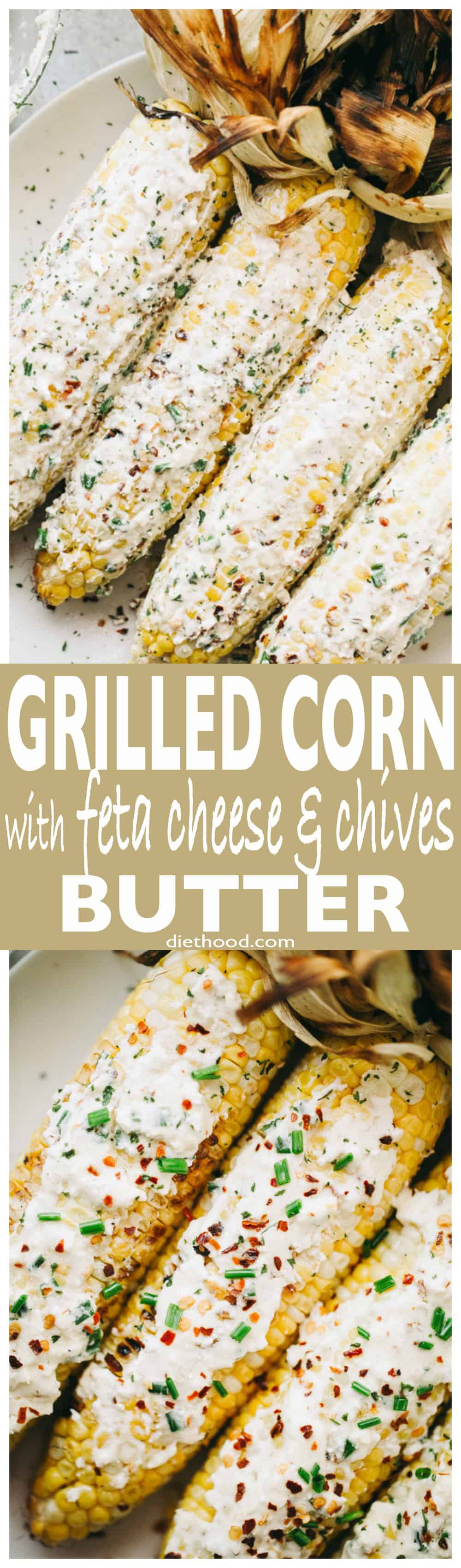 Grilled Corn With Feta Cheese And Chives Butter Corn On The Cob Recipe 8043