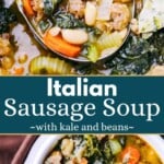Italian sausage soup pinterest image.