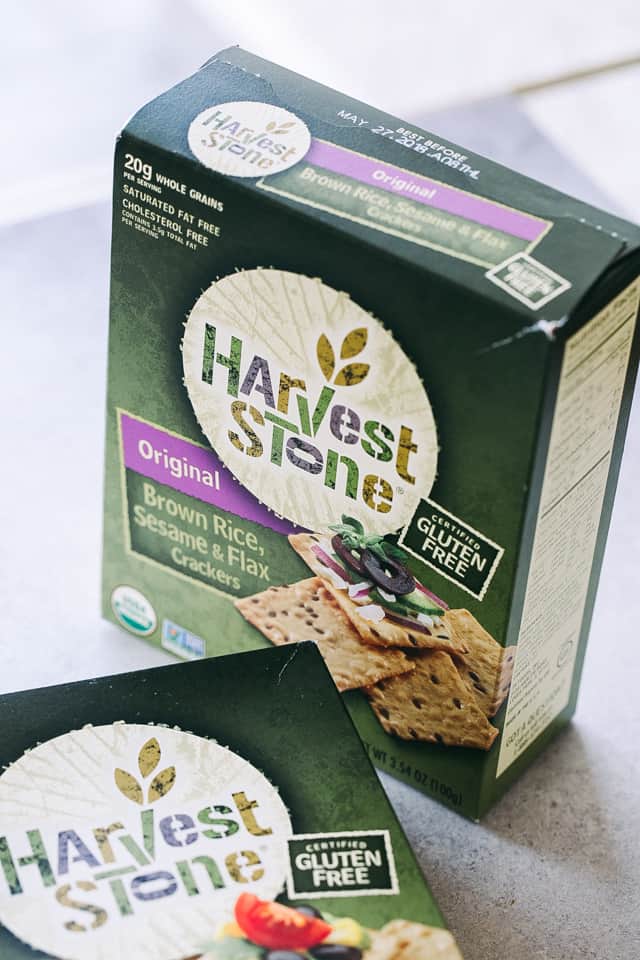 Boxes of Harvest Stone crackers.
