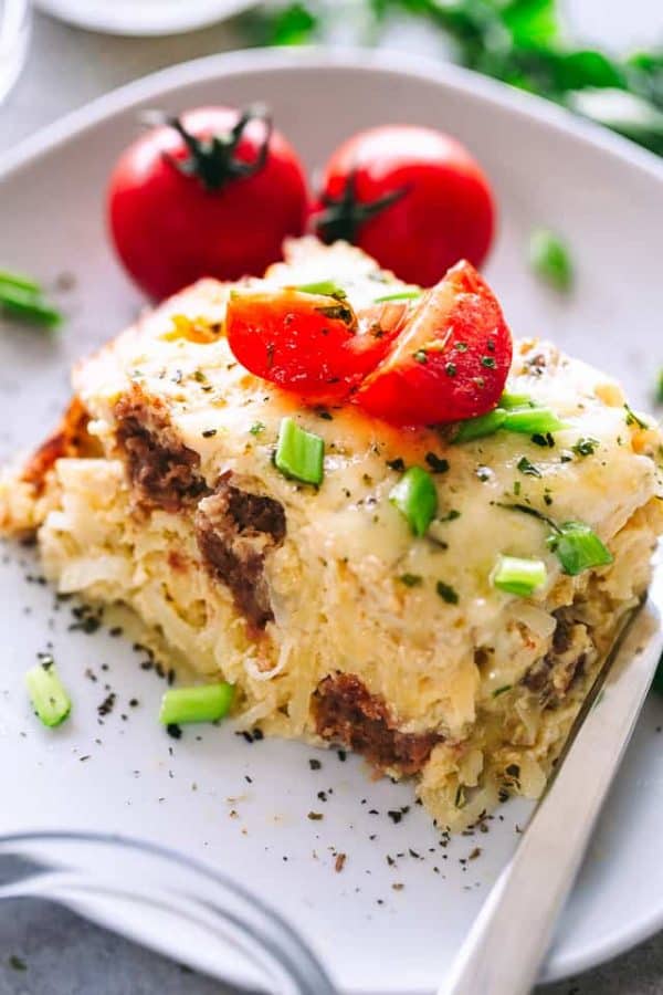 Overnight Slow Cooker Breakfast Casserole With Hash Browns and Eggs