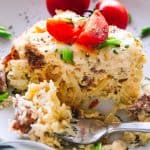 Overnight Slow Cooker Breakfast Casserole with Hashbrowns, Sausage, and Eggs
