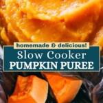 Slow cooker pumpkin puree Pinterest image.