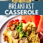 Slow cooker breakfast casserole Pinterest image.