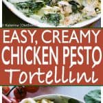Easy Creamy Chicken Pesto Tortellini - Delicious, super easy dinner with creamy, cheesy tortellini, basil pesto, chicken and spinach.