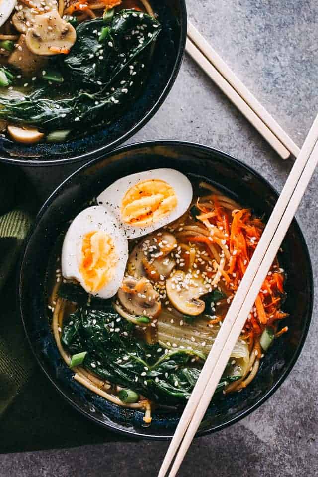 Easy Soba Noodle Soup Recipe - Simple and easy 30-minute soba noodle soup prepared with mushrooms, noodles, and greens.