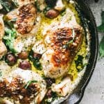 Baked Pesto Chicken Recipe with Olives & Feta