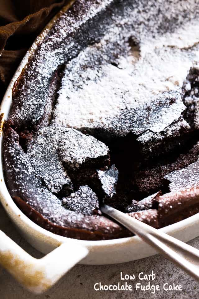 Chocolate Fudge Cake in a baking dish