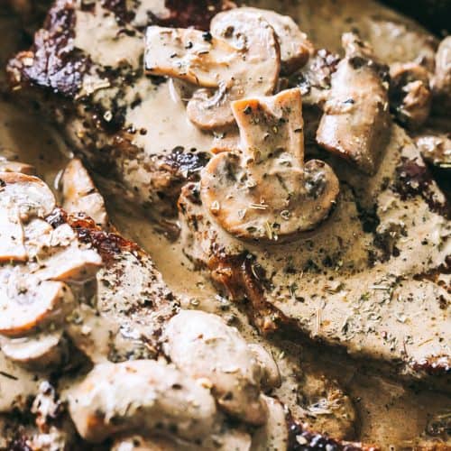 Pan Seared Steak Creamy Mushroom Sauce Easy Sirloin Steak Recipe