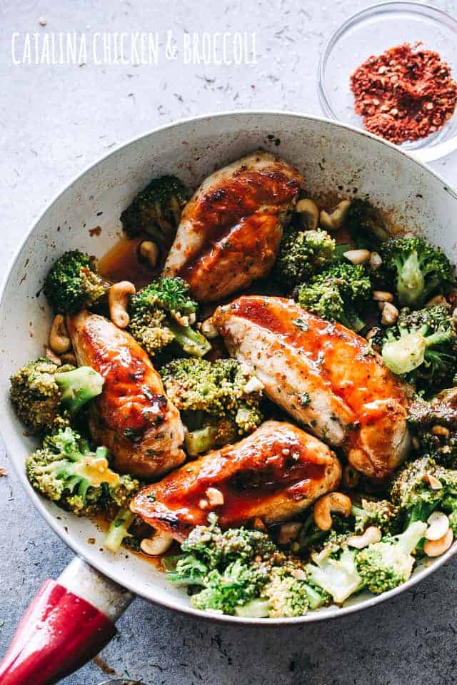 Catalina Skillet Chicken with Broccoli via Diethood