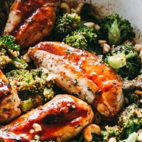 Skillet Catalina Chicken with Broccoli - Delicious, easy and healthy 30-minute skillet chicken with broccoli, smothered in our homemade, sweet and tangy Catalina Dressing.