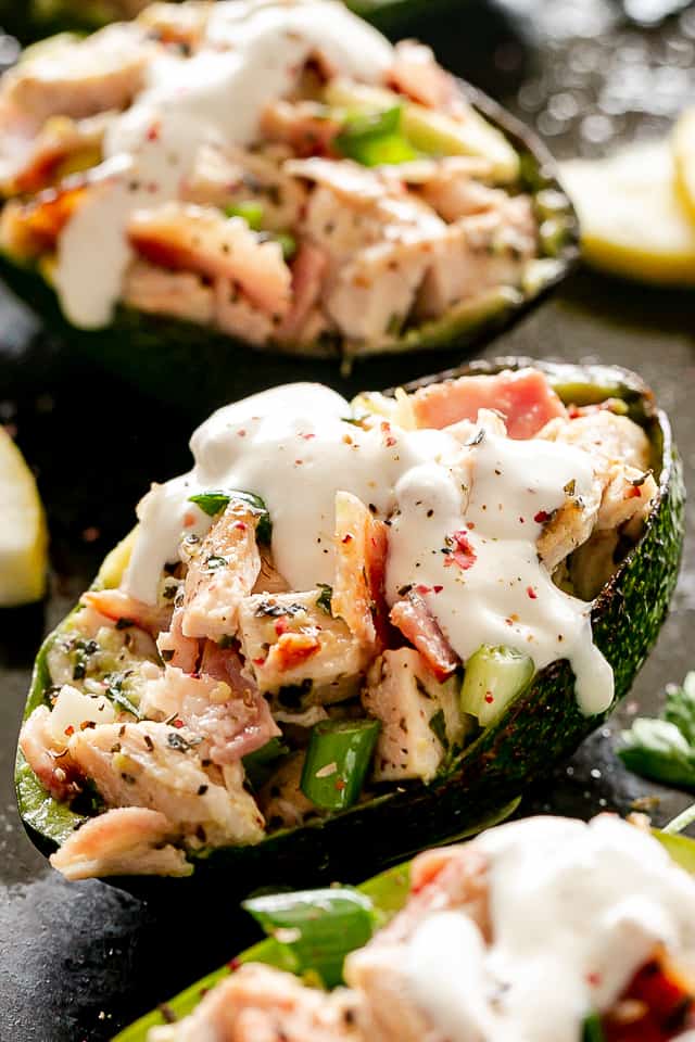 Stuffed Avocado with chicken and bacon.
