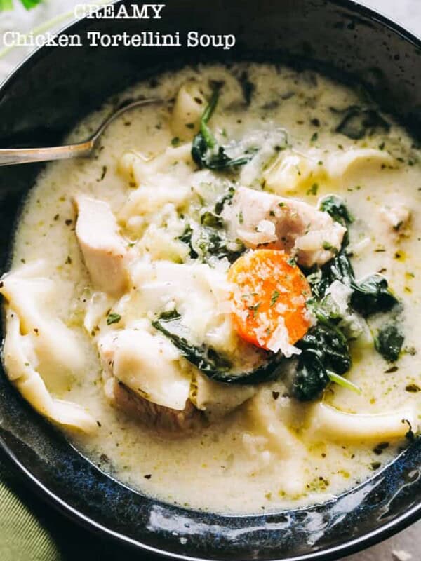 Instant Pot Creamy Chicken Tortellini Soup - Loaded with chicken, veggies, and cheesy tortellini, this is the easiest, yet most flavorful soup that needs to be a part of your instant pot dinner line-up!
