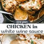 Chicken wine sauce long Pinterest image.