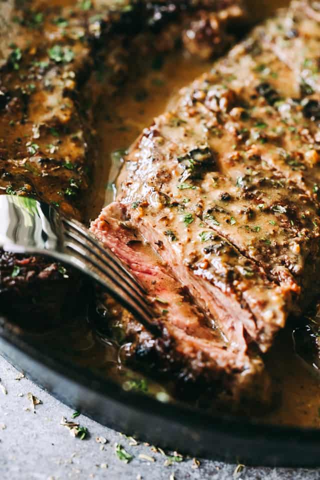 bourbon steak, skillet steak, pan seared steak