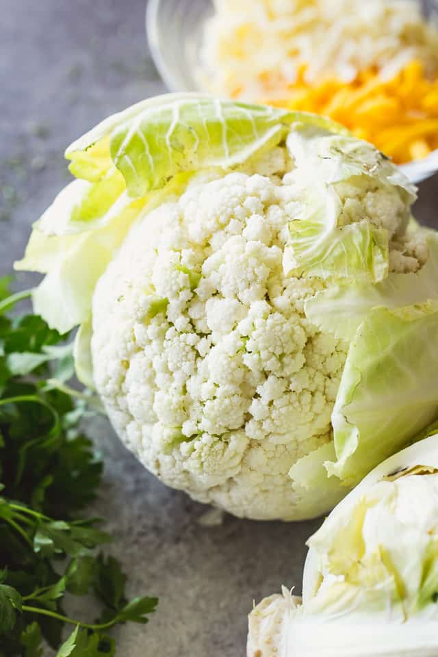 Photo of a head of cauliflower.