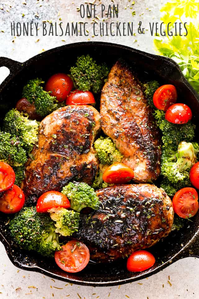 One Skillet Honey Balsamic Chicken & Veggies | Skillet Chicken Recipe