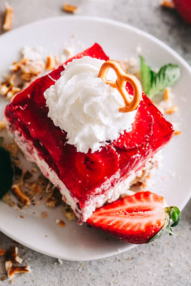 Strawberry Pretzel Dessert Recipe, cream cheese, whipped cream, fruit salad