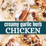 Creamy garlic herb chicken Pinterest image.