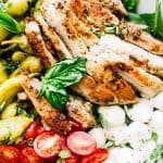 Antipasto Salad with Grilled Chicken and Basil Pesto Vinaigrette
