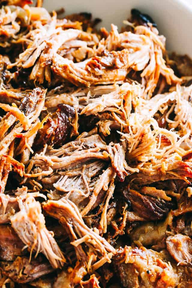 Closeup image of Instant Pot pulled pork.