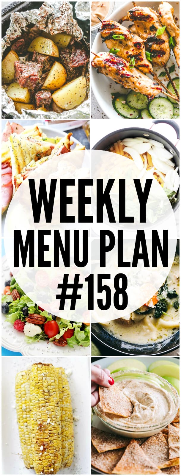 WEEKLY MENU PLAN (#158) - A delicious collection of dinner, side dish and dessert recipes to help you plan your weekly menu and make life easier for you! #menuplan #mealplan #dinnerrecipes #weeklymealplan