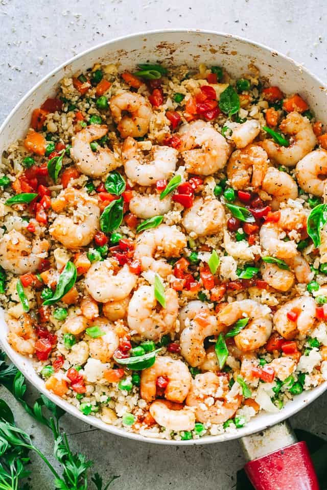 Low Carb Shrimp Fried Cauliflower Rice | Diethood