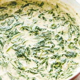 Easy and Quick Creamed Spinach Recipe - Creamy, cheesy, delicious, and easy Creamed Spinach Recipe prepared with cream cheese and spinach! It's the perfect side dish to make for any event or occasion.