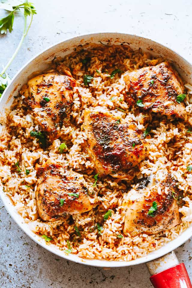 Garlic Butter Chicken Thighs Rice Easy Chicken Thighs Recipe