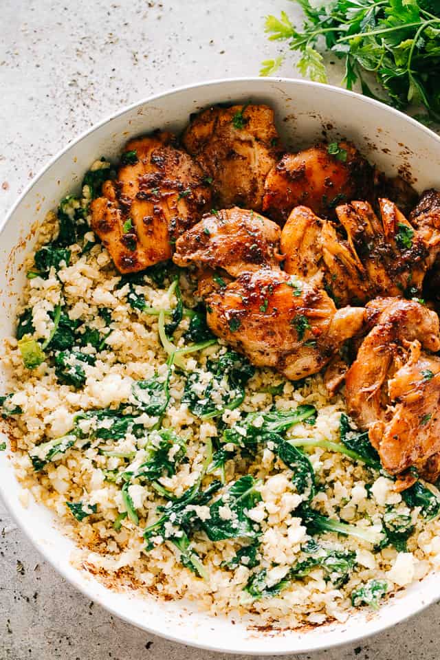 Garlic Butter Cauliflower Rice with Spinach