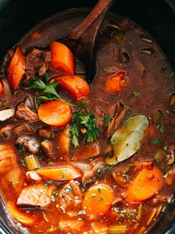 Beef stew in the crockpot.