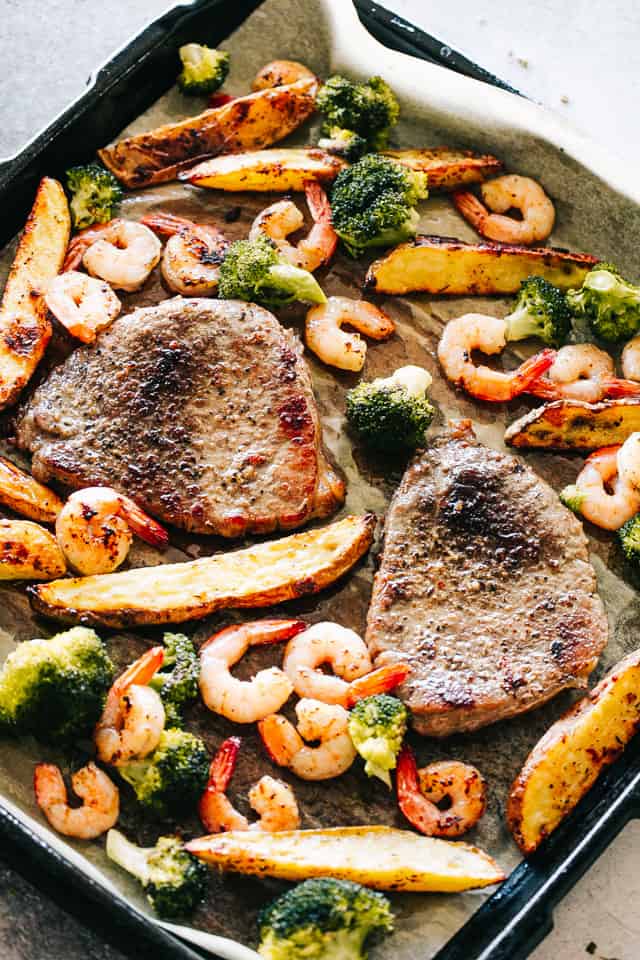 Sheet Pan Steak and Shrimp Dinner | Easy Steak Recipe + Dinner Idea