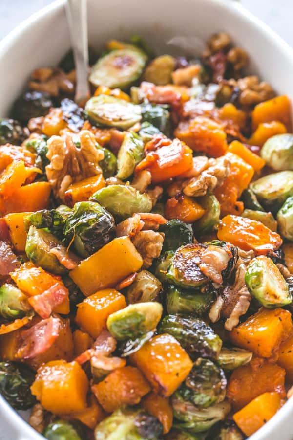 Roasted Butternut Squash with Brussels Sprouts