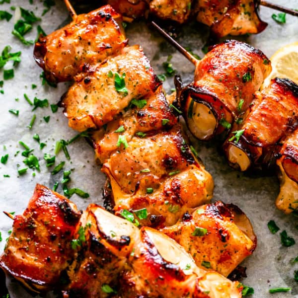 Bacon Wrapped Chicken Skewers | Easy Party Food Appetizer