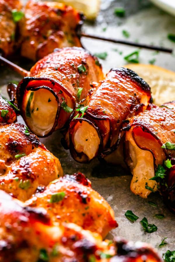 Bacon Wrapped Chicken Skewers