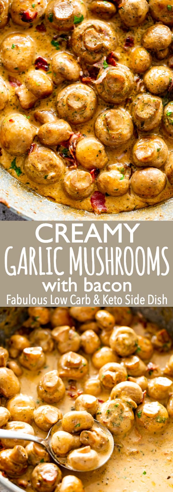 Creamy Garlic Mushrooms with Bacon | Easy Keto Mushroom Recipe