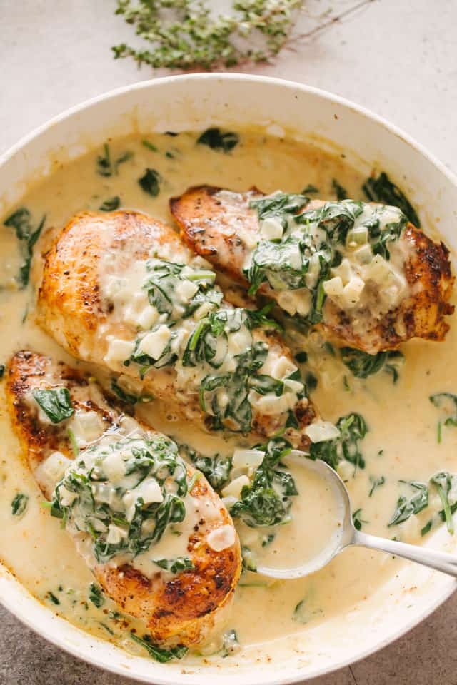 Easy Chicken Breasts Recipe with Creamed Spinach Sauce - Relish