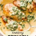 Creamy spinach chicken social media sharing image.