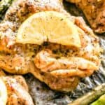 Lemon Garlic Chicken Pinterest image with text overlay.