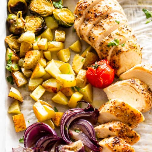 Sheet Pan Garlic Herb Chicken Breasts with Potatoes & Veggies