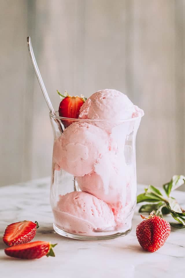 Blender Ice Cream scoops served in a glass cup.