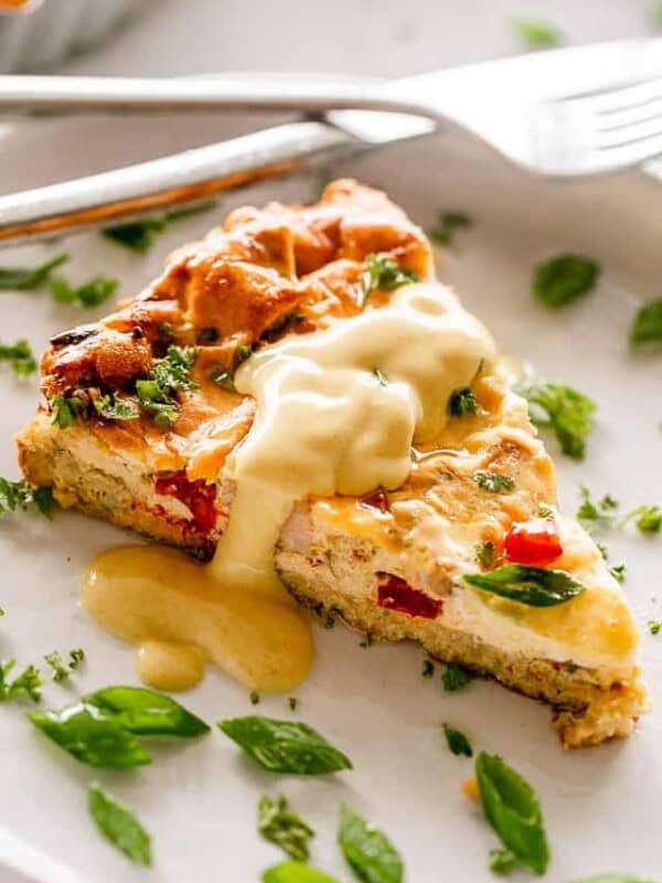 Slice of Cauliflower Crust Breakfast Quiche