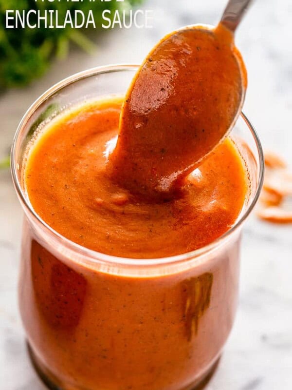 Homemade Enchilada Sauce in a jar.
