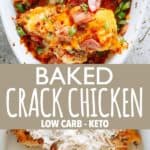 Pinterest title image for Baked Crack Chicken.